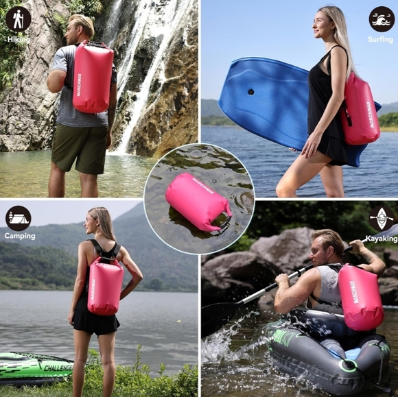 MARCHWAY Pink Waterproof Dry Bag Backpack - 10L - Picture 2 of 16